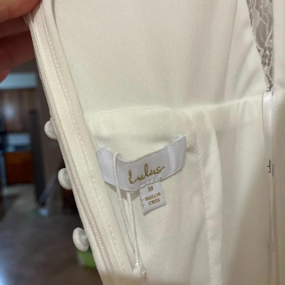 Lulu's Long-Lasting Love Ivory Lace V-Neck Mermaid Dress - Picture 11 of 15